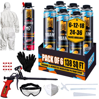 Y’allCanDIY Spray Foam Insulation Kit - 6 pack (36.6 oz Each) with Full DIY Kit