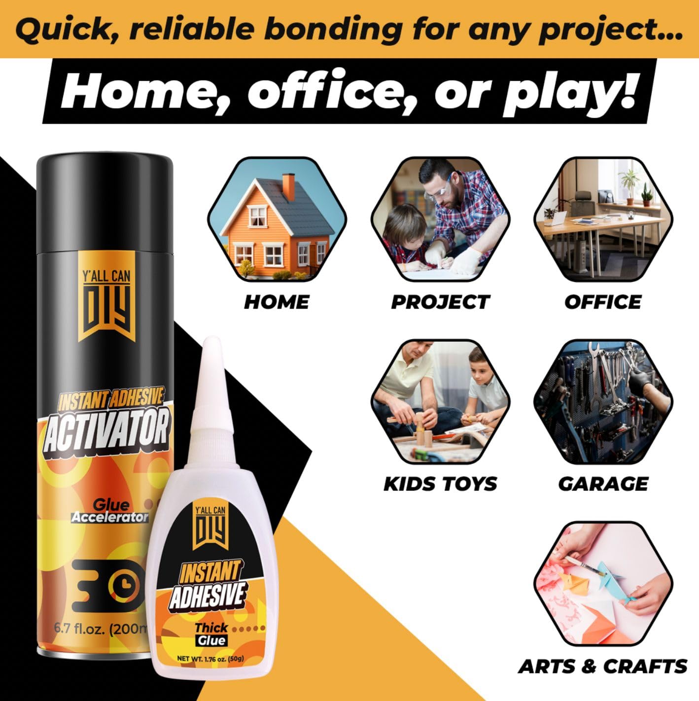 CA Glue with Activator (24 x 1.76 oz. + 12 x 13.5 fl oz.)