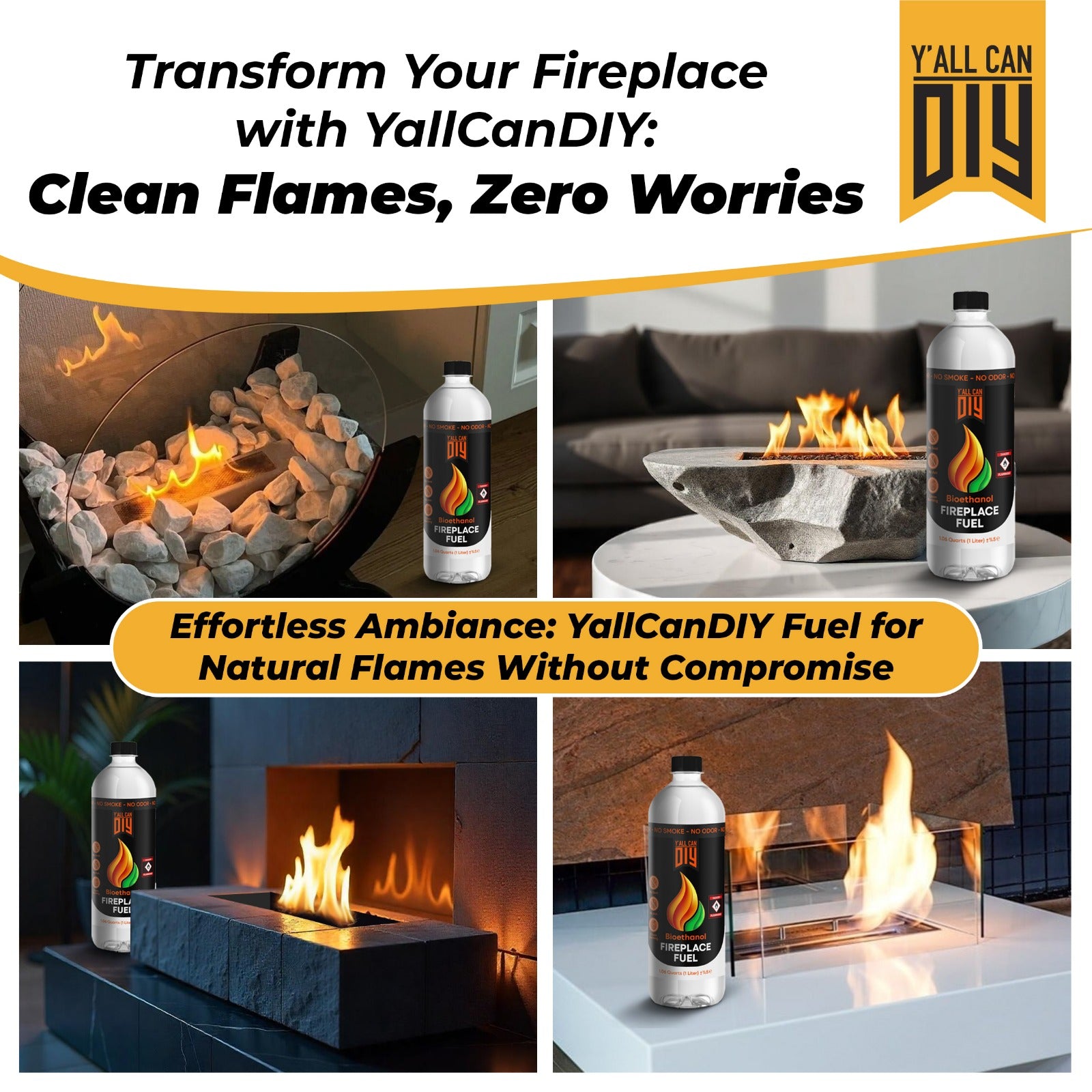 Y'allCanDIY Bioethanol Fireplaces Fuel, 24 Pack