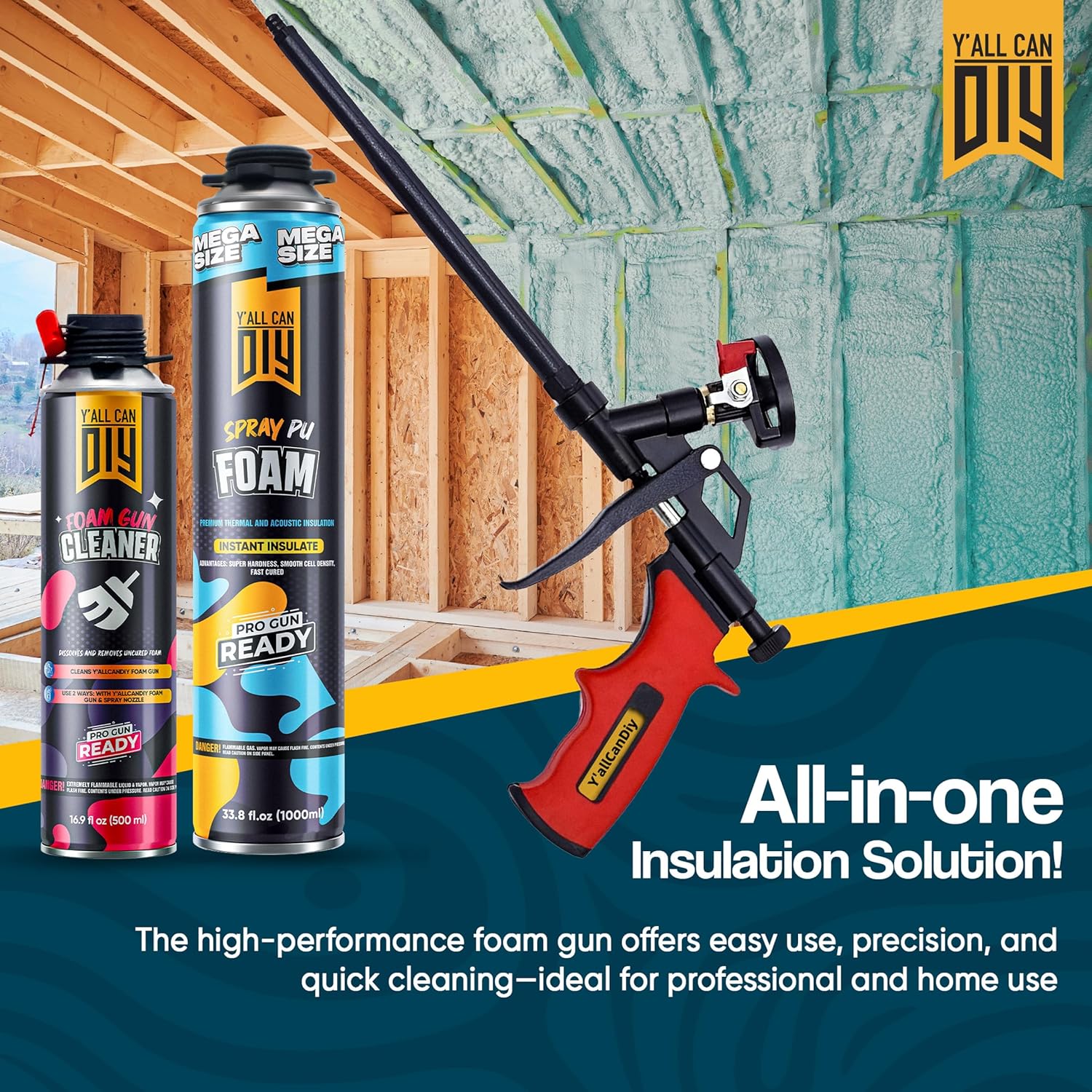 Y’allCanDIY Spray Foam Insulation Kit - 36 pack (36.6 oz Each) with Full DIY Kit