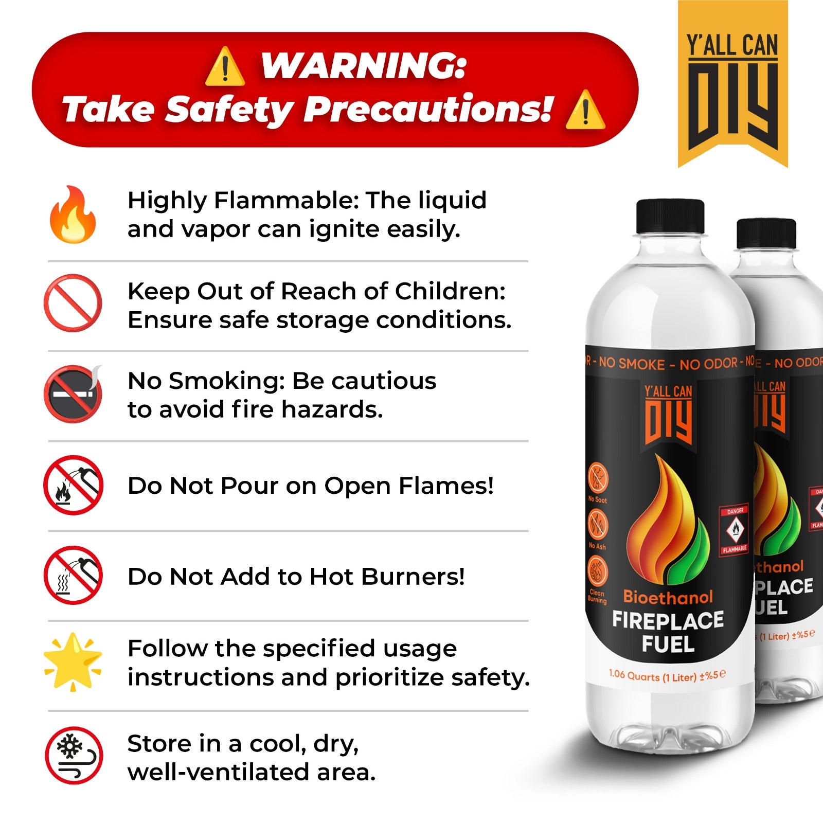 Y'allCanDIY Bioethanol Fireplaces Fuel, 24 Pack