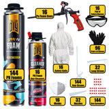 Y’allCanDIY Spray Foam Insulation Kit Bulk Bundle - 144 Cans (32.8 oz Each) with Full DIY Kit