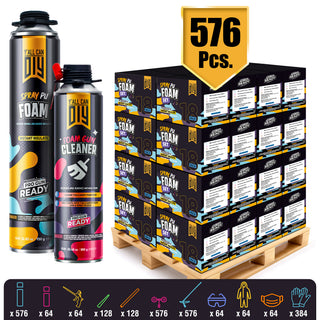 Y’allCanDIY Spray Foam Insulation Kit Bulk Bundle - 576 Cans (32.8 oz Each) with Full DIY Kit