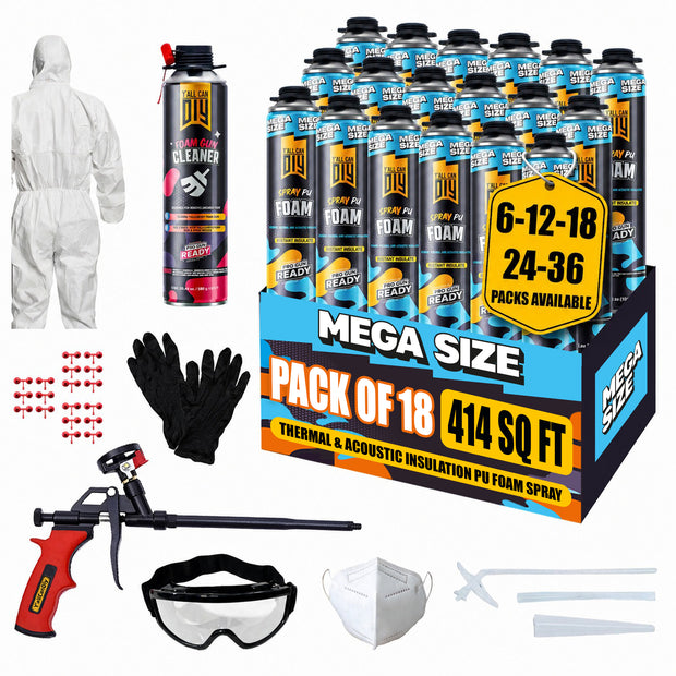 Y’allCanDIY Spray Foam Insulation Kit - 18 pack (36.6 oz Each) with Full DIY Kit