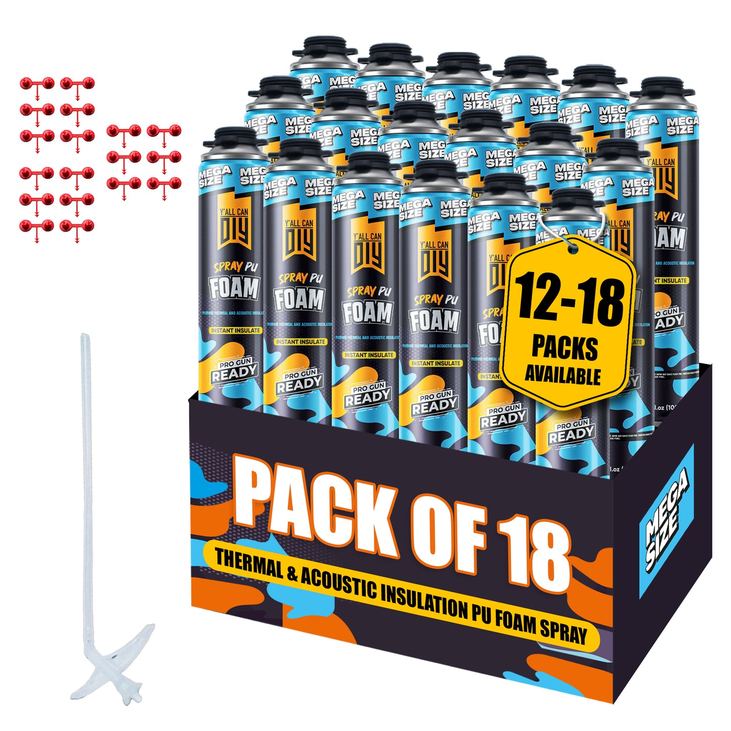 Y’allCanDIY Spray Foam Insulation - 18 Pack (36.6 oz Each)