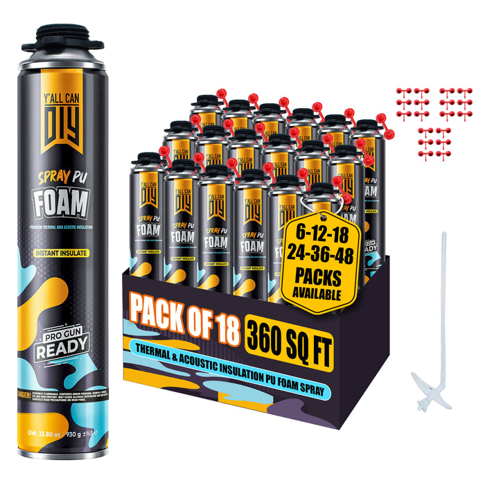 Y’allCanDIY Spray Foam Insulation - 18 Pack (32.8 oz Each)