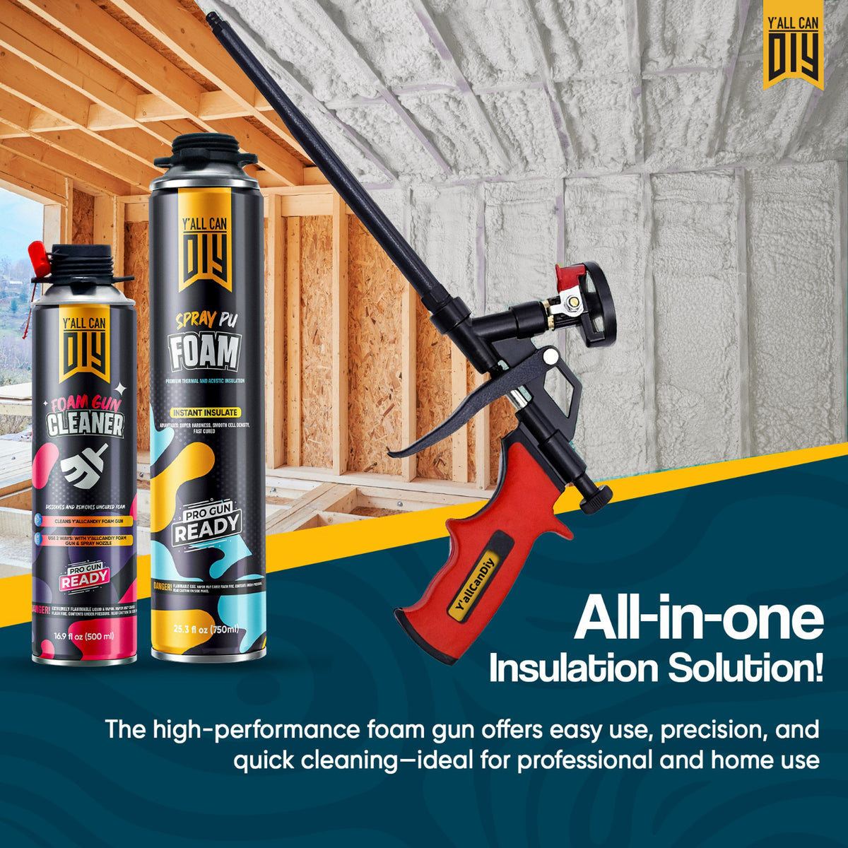 Y’allCanDIY Spray Foam Insulation Kit - 24 pack (32.8 oz Each) with Full DIY Kit