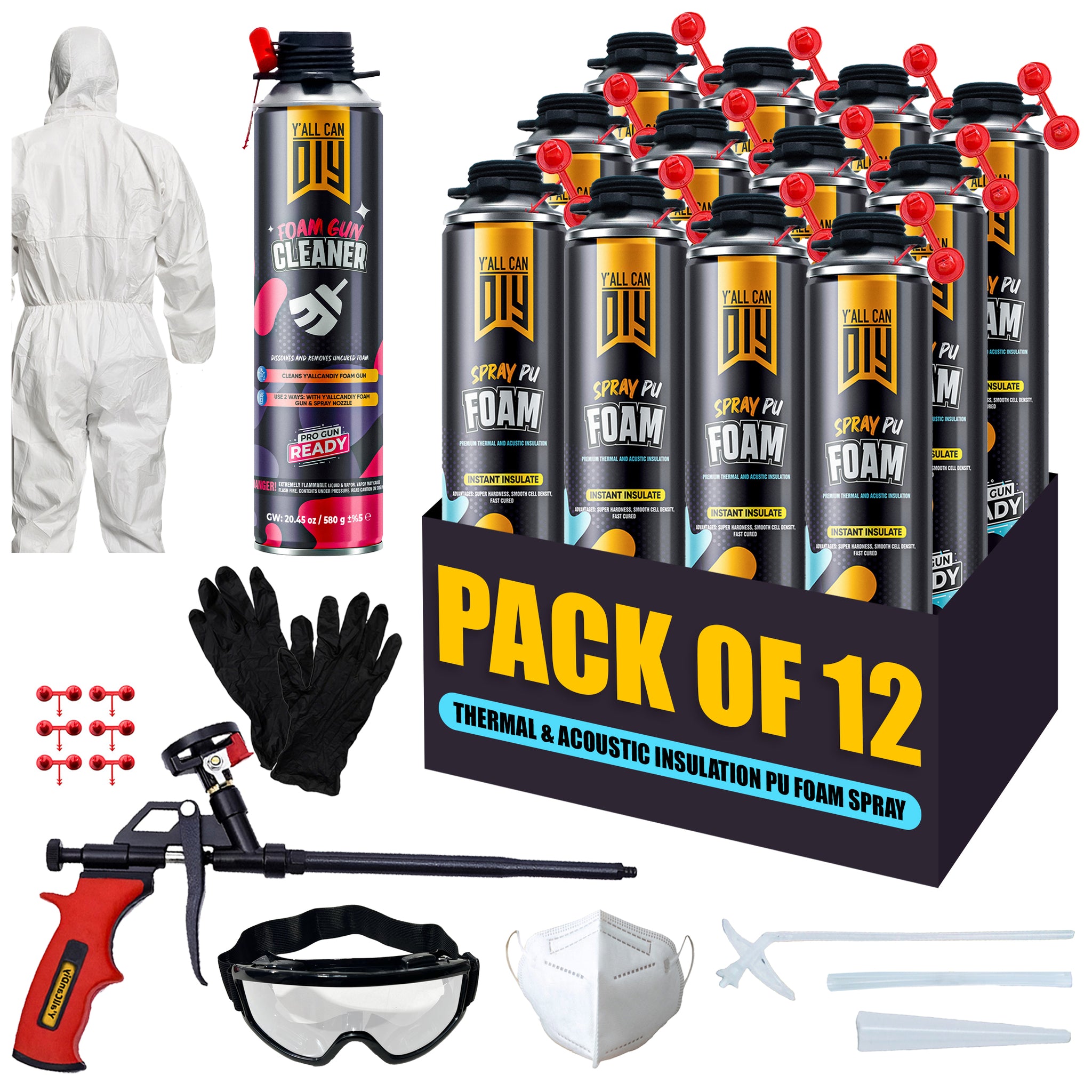 Spray Foam Insulation Kit 12 pack set - 750ml