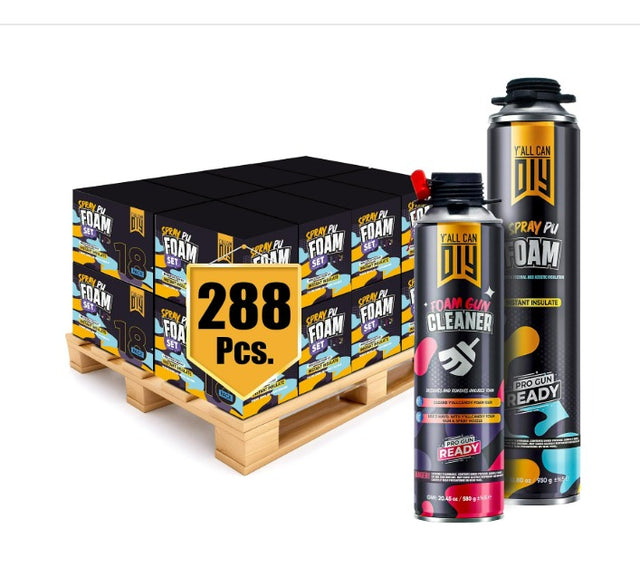 Y’allCanDIY Spray Foam Insulation Kit Bulk Bundle - 288 Cans (32.8 oz Each) with Full DIY Kit