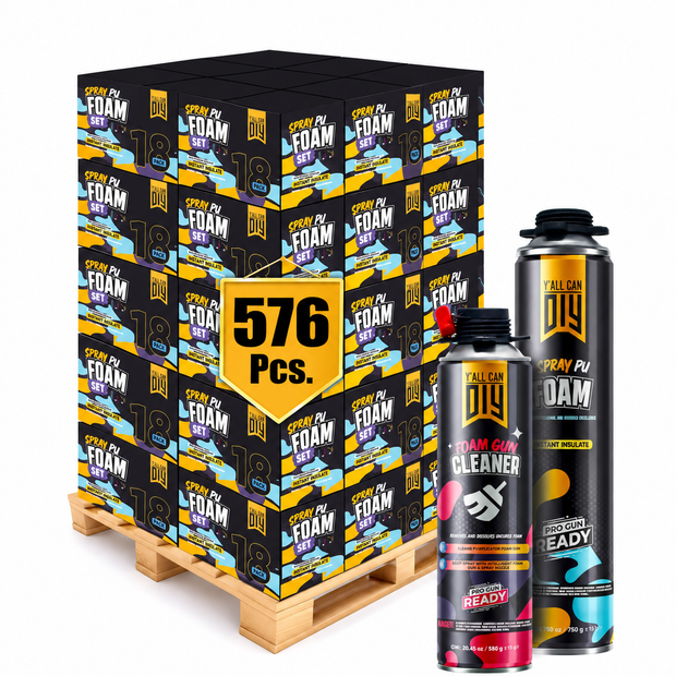 Y’allCanDIY Spray Foam Insulation Kit Bulk Bundle - 576 Cans (32.8 oz Each) with Full DIY Kit