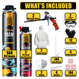 Y’allCanDIY Spray Foam Insulation Kit Bulk Bundle - 144 Cans (32.8 oz Each) with Full DIY Kit