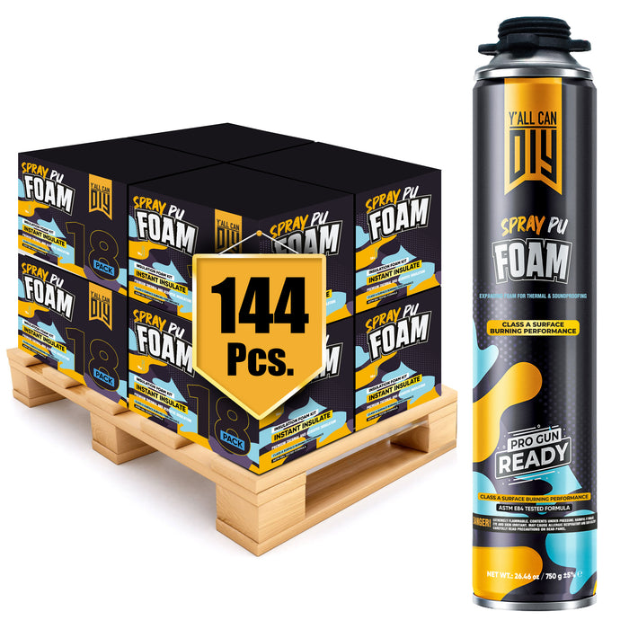 Y’allCanDIY Spray Foam Insulation Bulk Bundle - 144 Cans (32.8 oz Each)