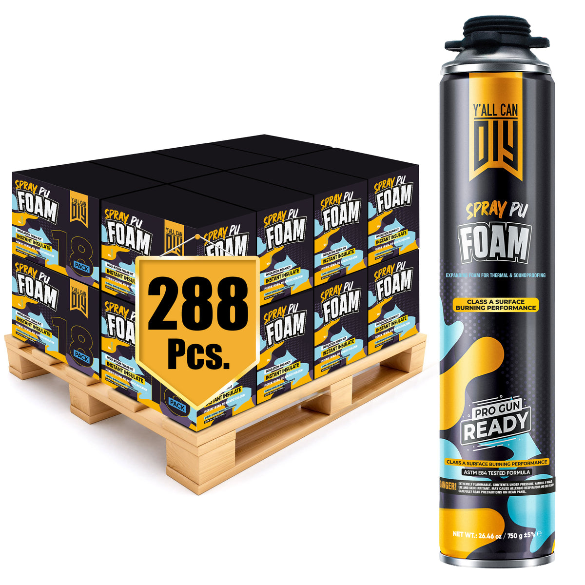 Y’allCanDIY Spray Foam Insulation Bulk Bundle - 288 Cans (32.8 oz Each)