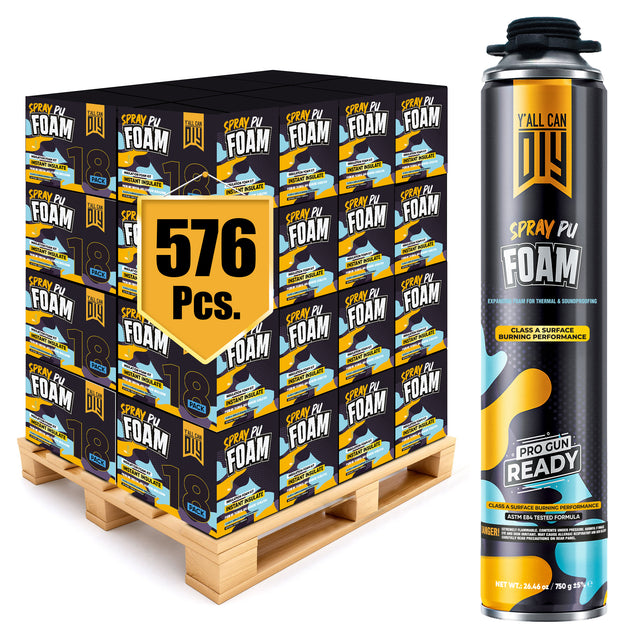 Y’allCanDIY Spray Foam Insulation Bulk Bundle - 576 Cans (32.8 oz Each)