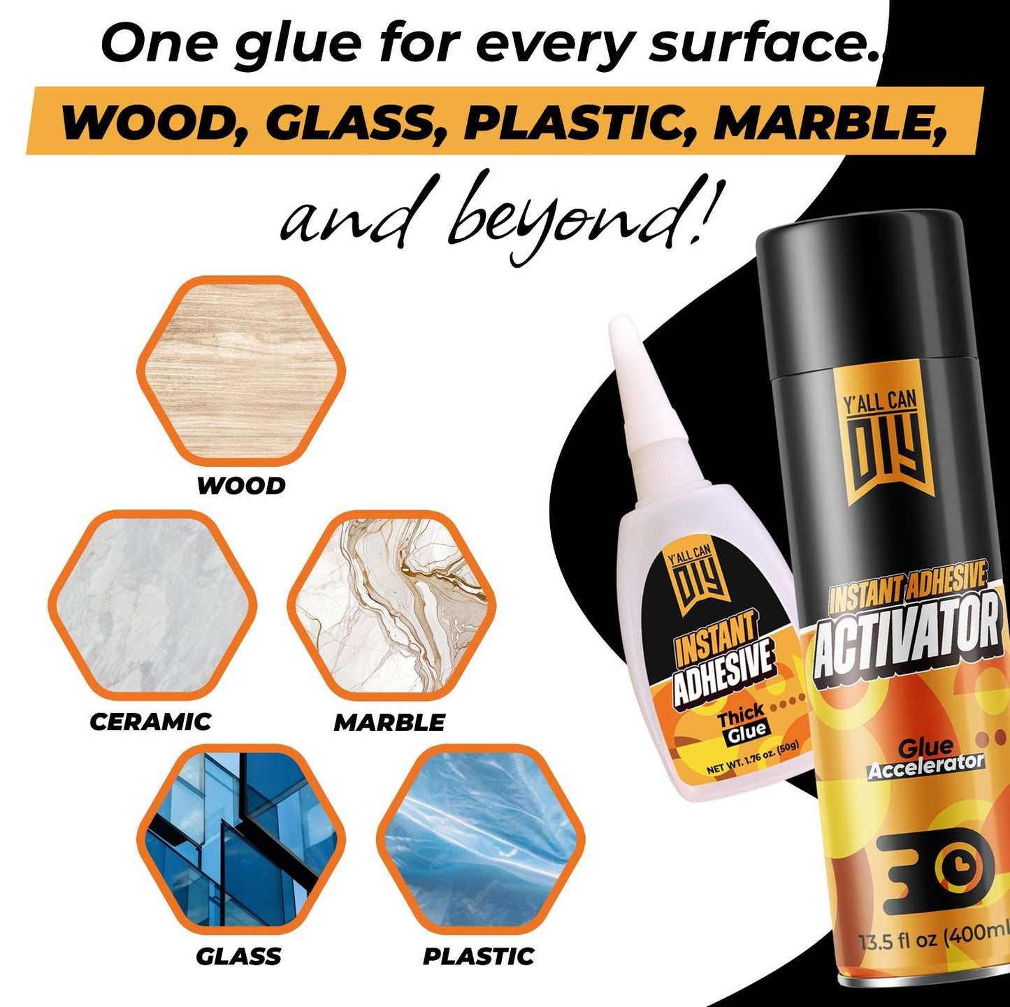 CA Glue with Activator (2 x 1.76 oz. + 2 x 6.76 fl oz.)