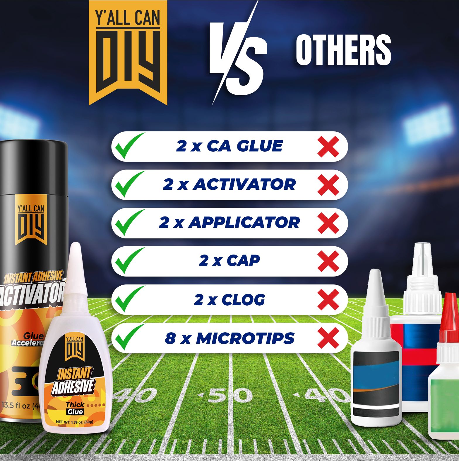 CA Glue with Activator (2 x 1.76 oz. + 2 x 6.76 fl oz.)