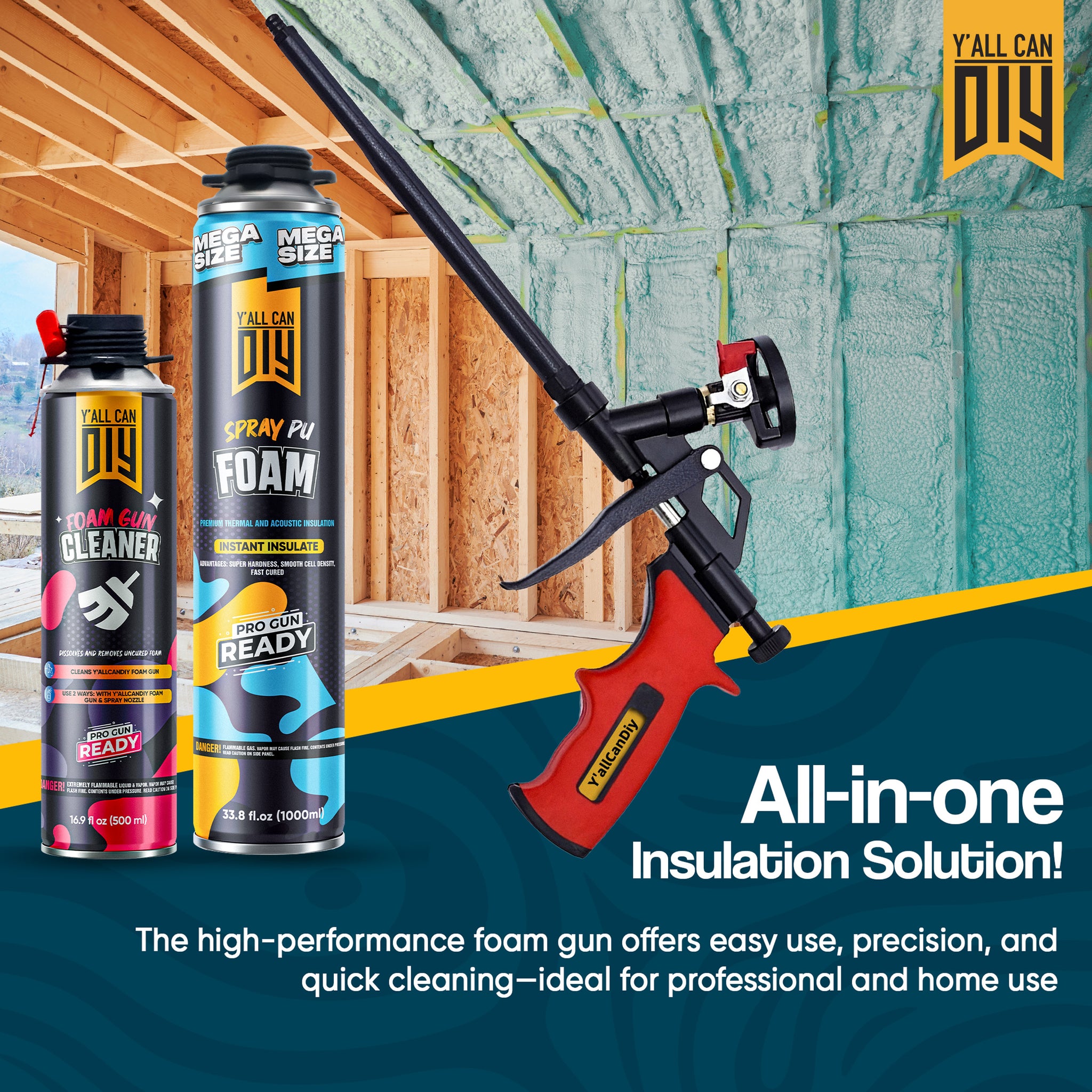 Y’allCanDIY Spray Foam Insulation Kit - 18 pack (36.6 oz Each) with Full DIY Kit